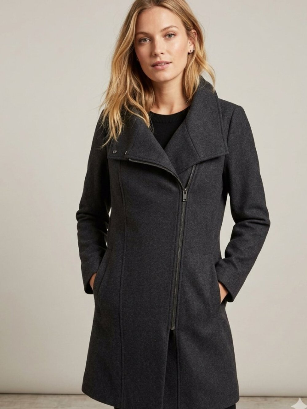 NWT Banana Republic Charcoal Gray Moto Coat Zip Front - SIZE SMALL